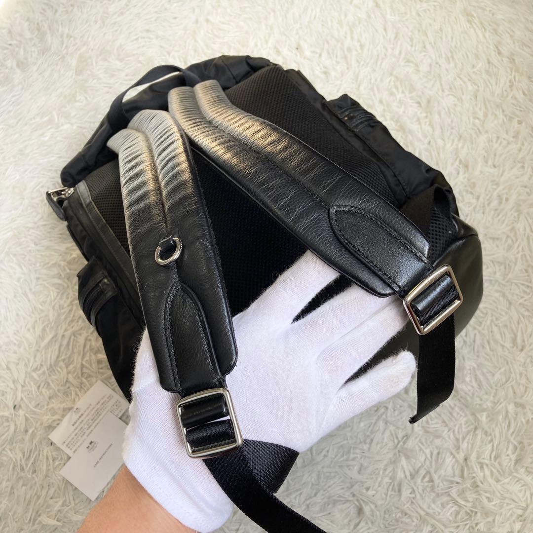 未使用保管品 COACH コーチ 黒 レザー × ナイロン バックパック