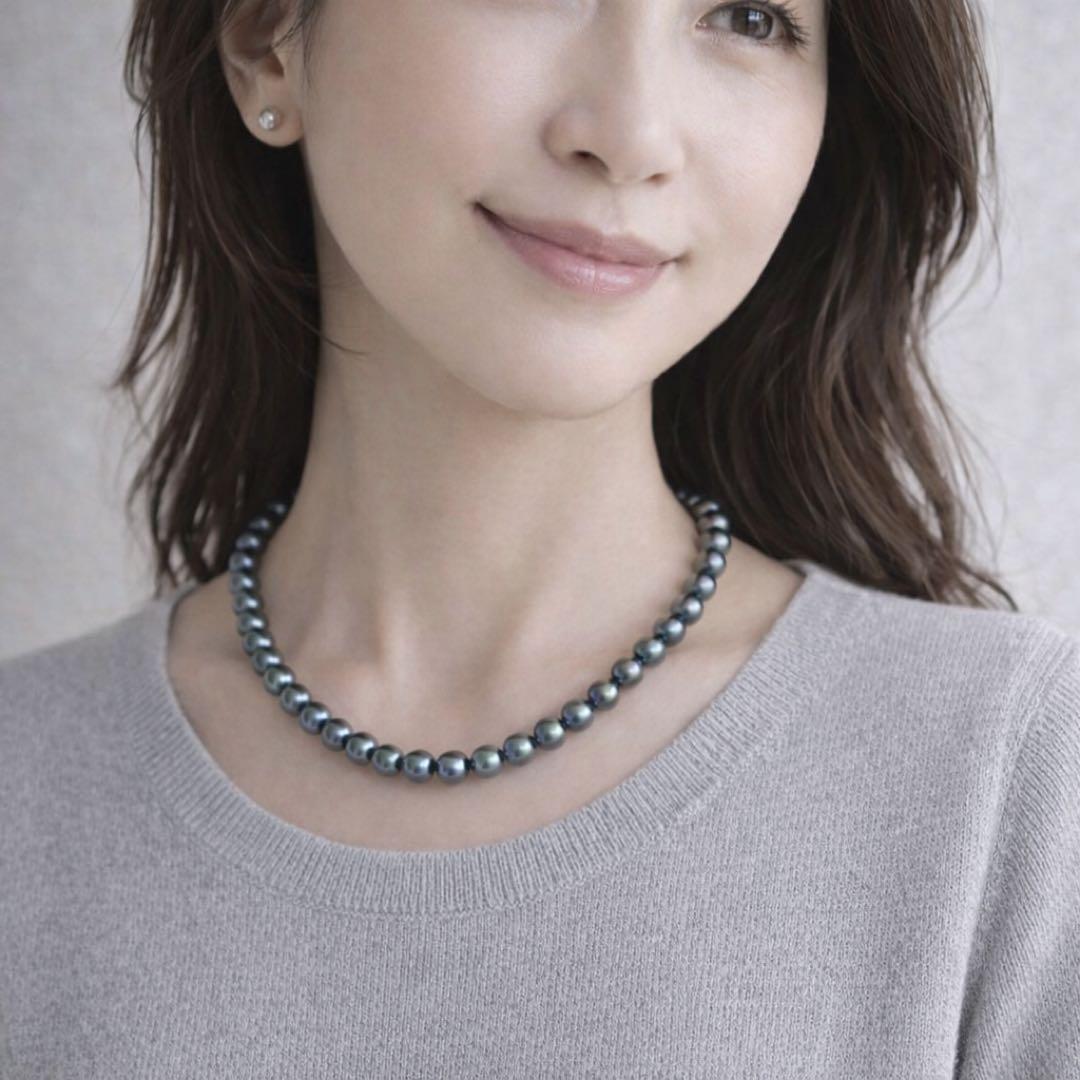 【照り強✨干渉色◎】あこや本真珠 シルバーグレーパールネックレス 7mm 美珠