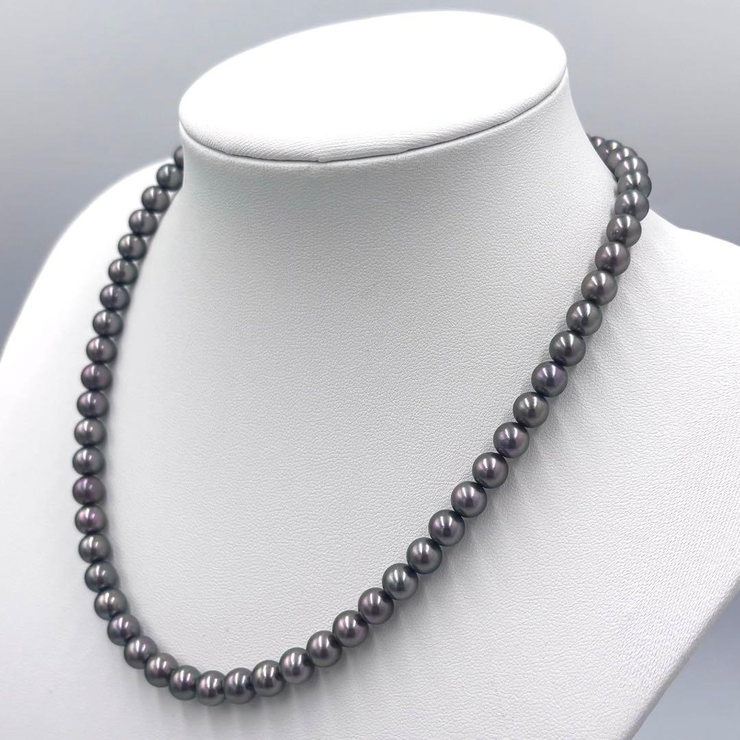 【照り強✨干渉色◎】あこや本真珠 シルバーグレーパールネックレス 7mm 美珠