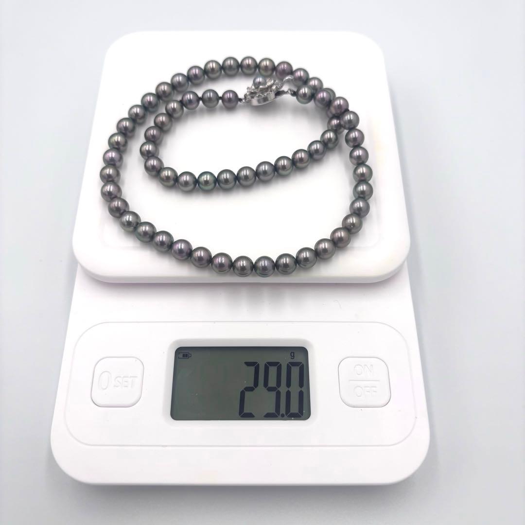 【照り強✨干渉色◎】あこや本真珠 シルバーグレーパールネックレス 7mm 美珠