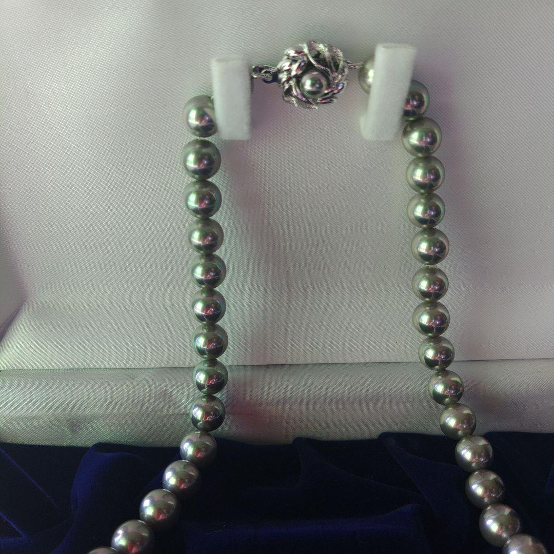 破格・黒真珠ネックレス・シルバーグレー・冠婚葬祭・