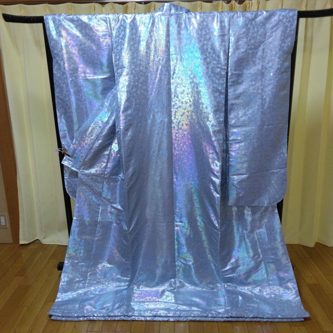 花嫁掛下セット　掛下帯、はこせこセット付き ホログラム振袖 ライトブルー