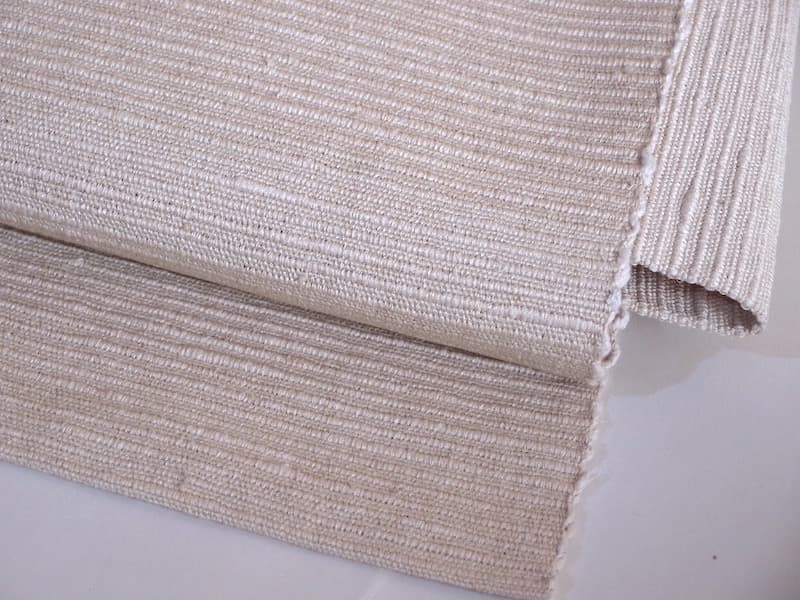 手織りの節紬八寸名古屋帯（オフホワイト無地）正絹美品