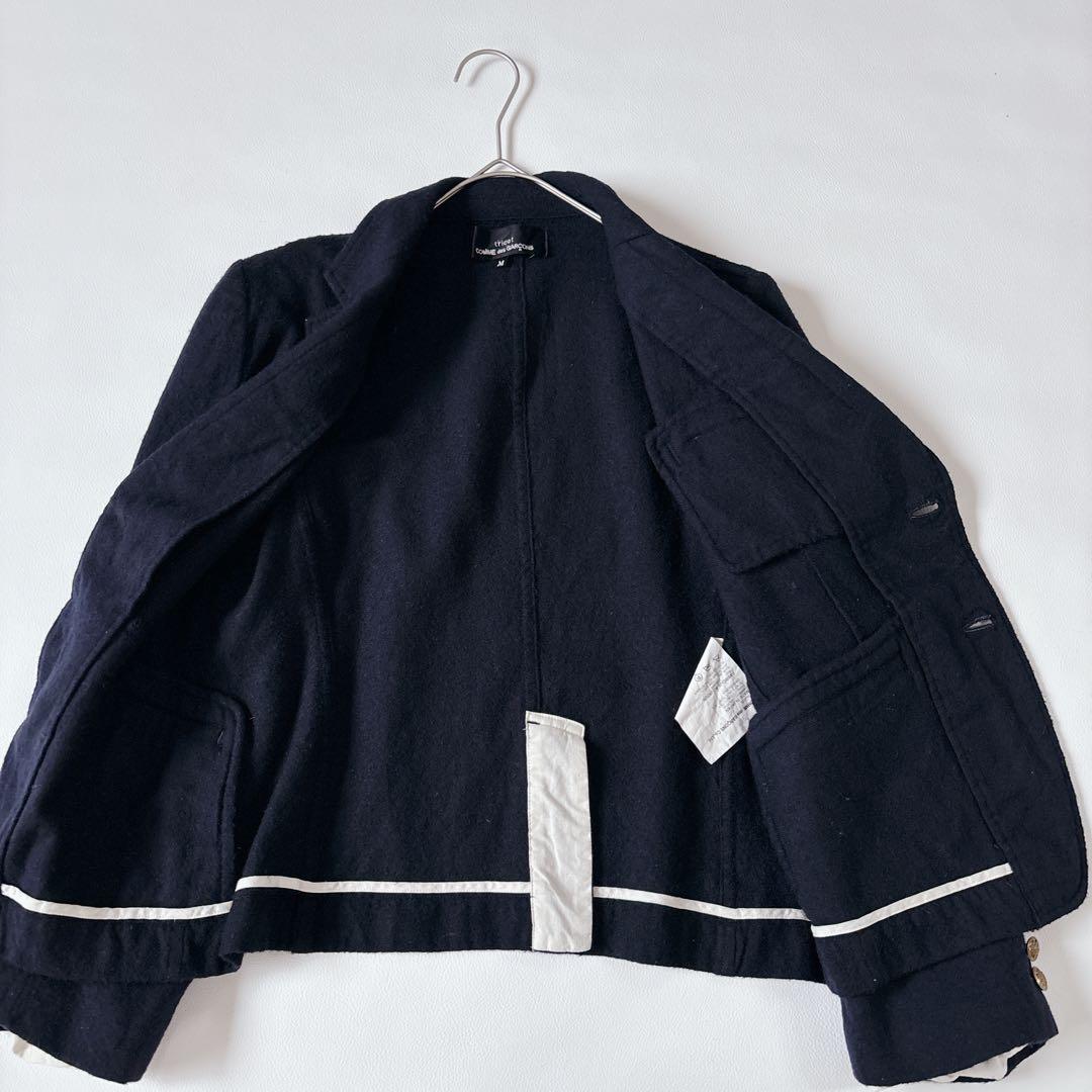 可愛い♡トリココムデギャルソン 紺ブレ 金ボタン テーラードジャケット 縮絨 M