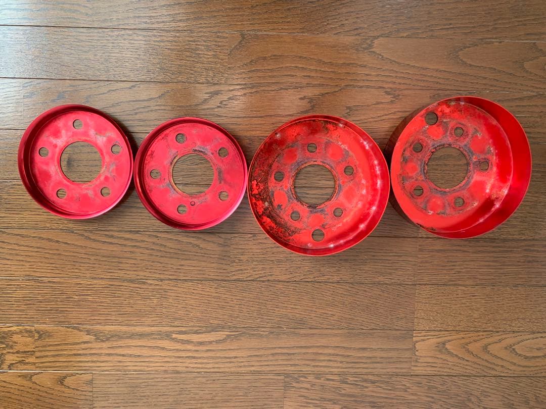 エスティマ専用フロント、リアレッド ブレーキドラムカバー4個セット 5穴