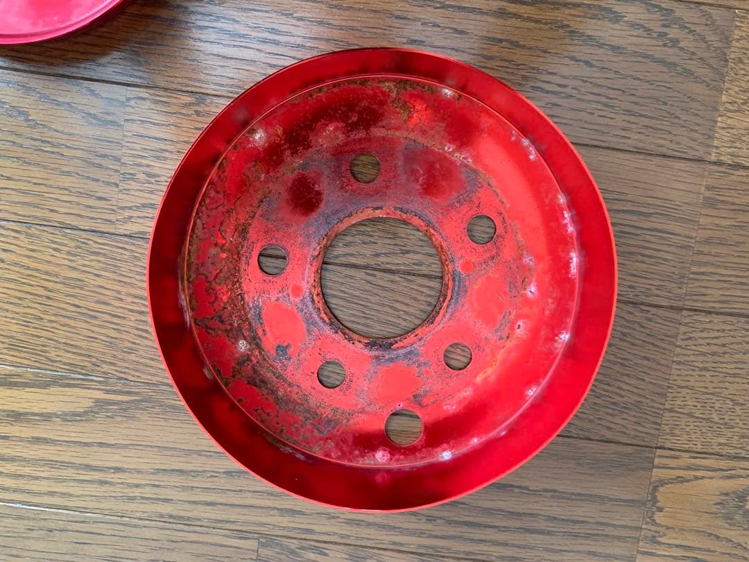 エスティマ専用フロント、リアレッド ブレーキドラムカバー4個セット 5穴