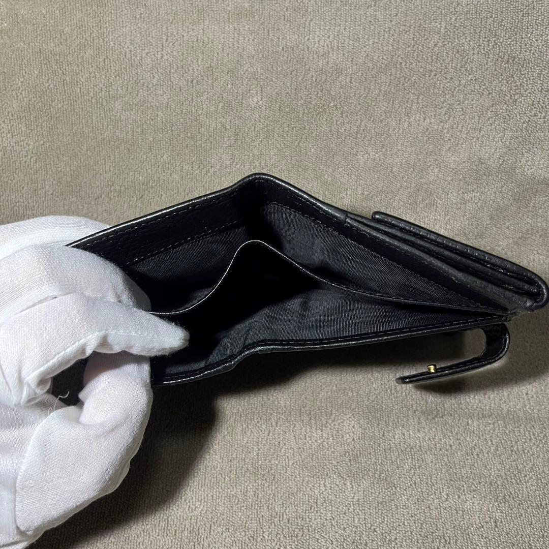 【極美品】GUCCI グッチ 二つ折り財布 GGマーマント ブラック 黒 レザー