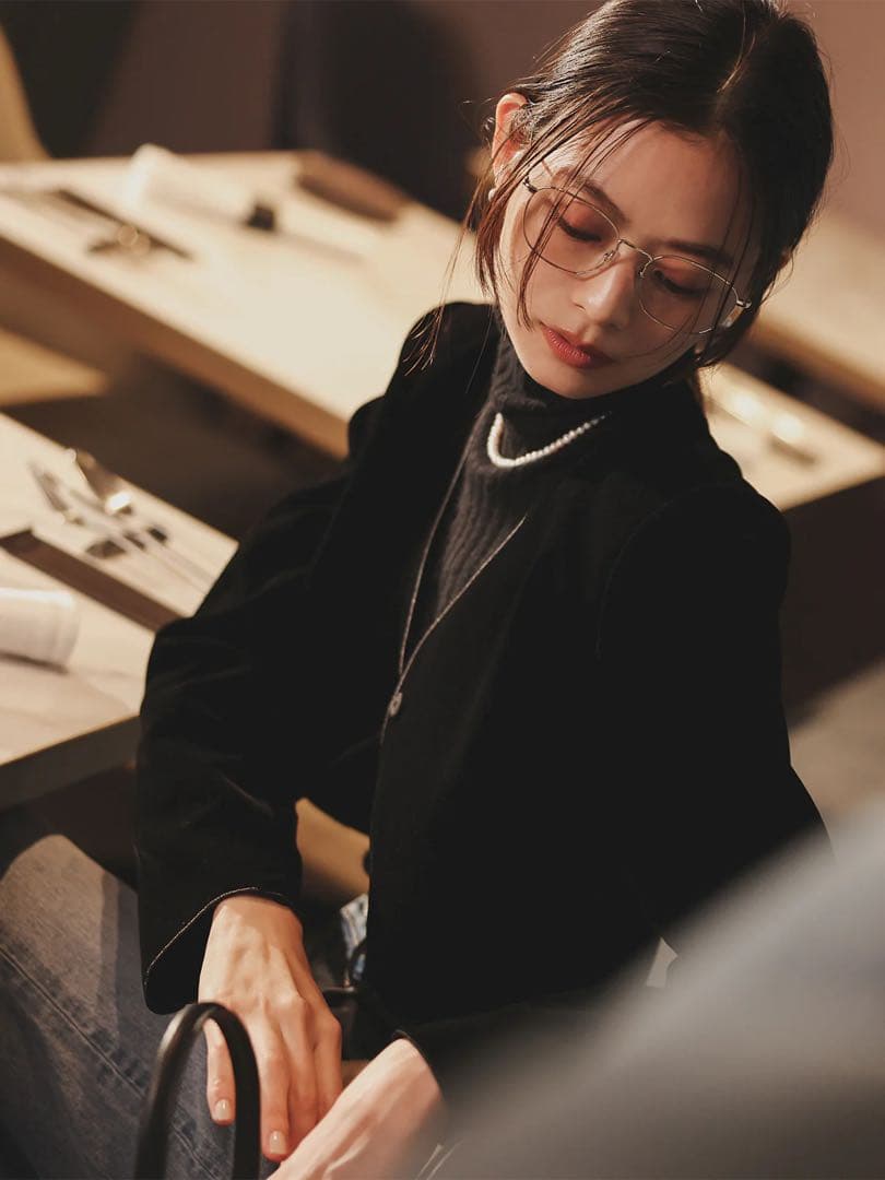 anuans ニュアンスウェーブベルベットジャケット BLACK