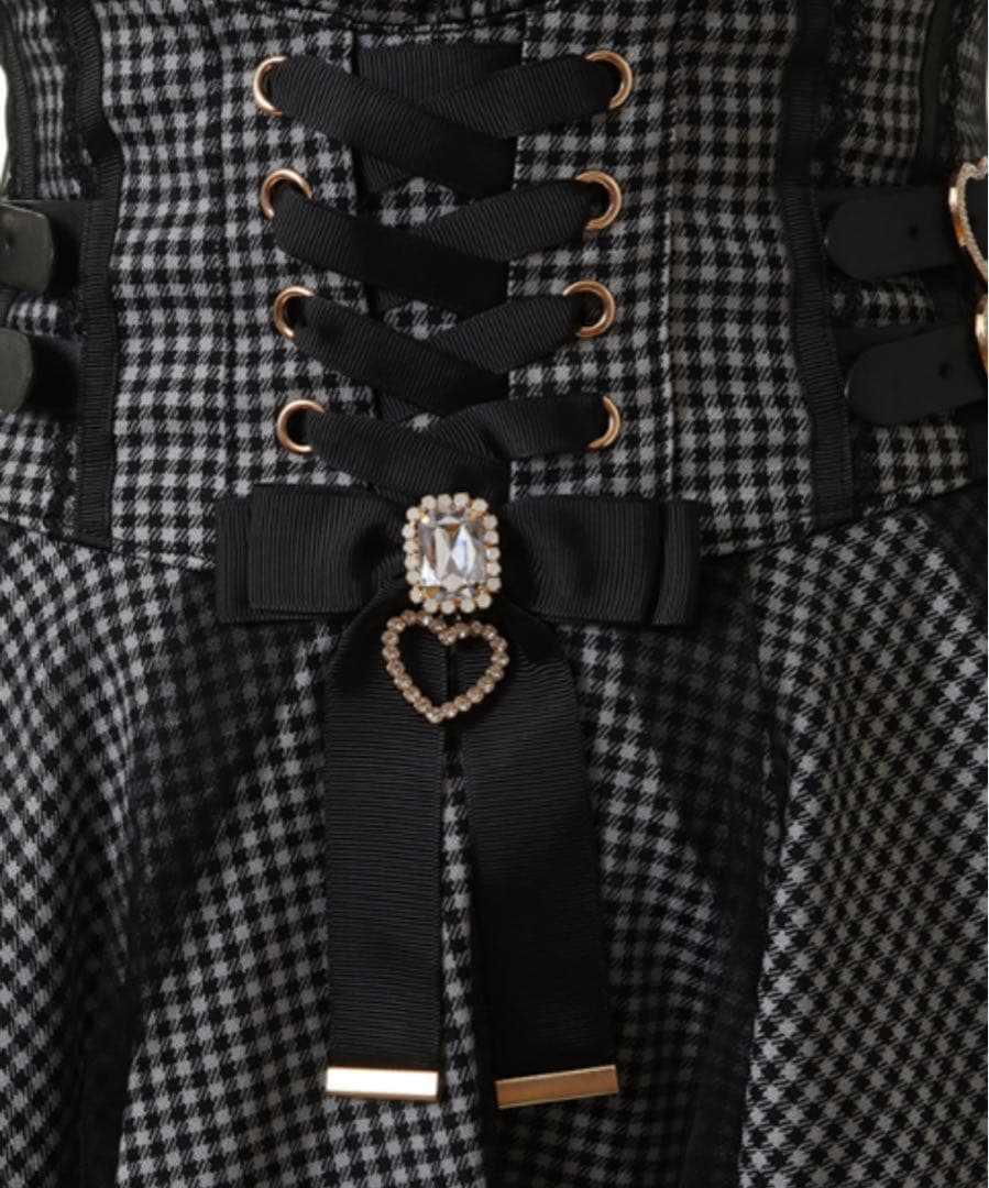 LIZLISA レースアップコルセットライクスカパン グレー