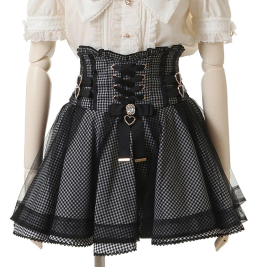 LIZLISA レースアップコルセットライクスカパン グレー