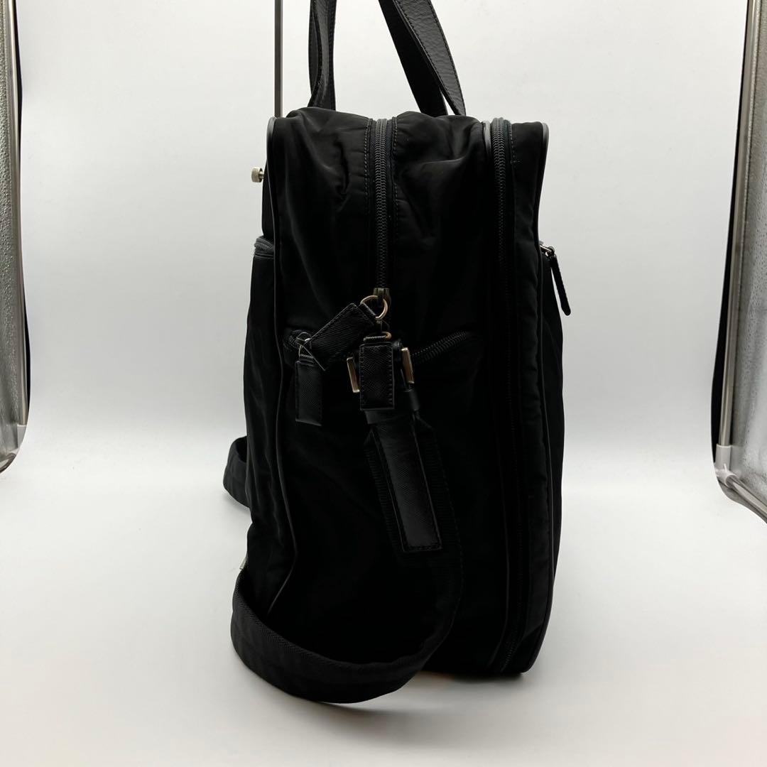プラダ　2way ボストンバッグ　ショルダー紐付　ナイロン　サフィアーノ　黒
