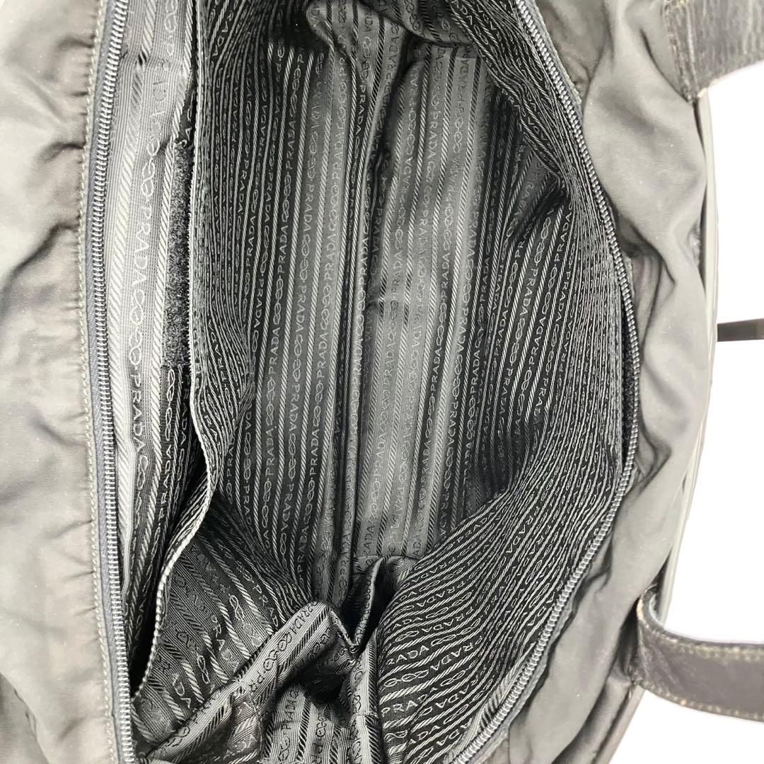 プラダ　2way ボストンバッグ　ショルダー紐付　ナイロン　サフィアーノ　黒