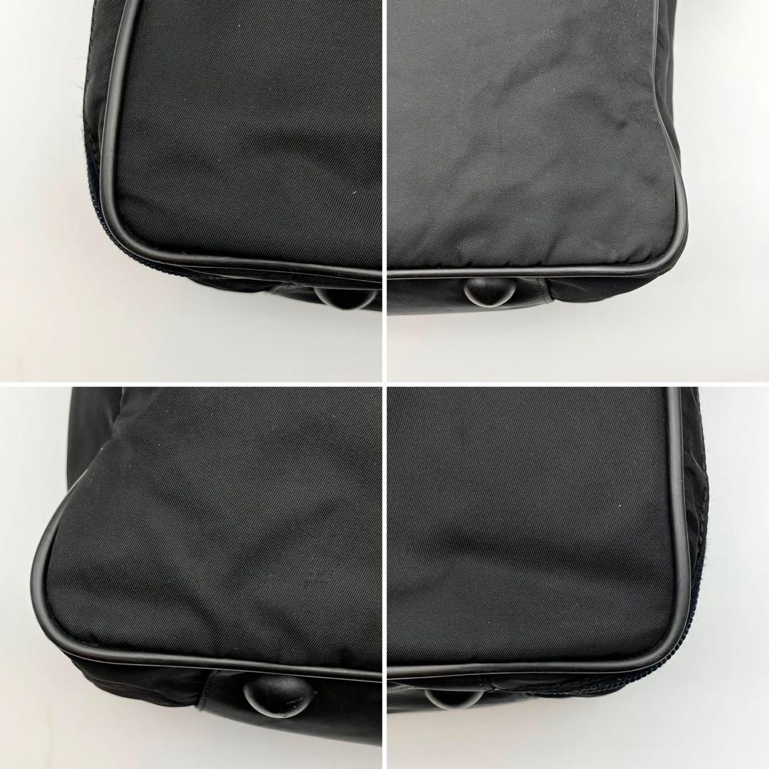 プラダ　2way ボストンバッグ　ショルダー紐付　ナイロン　サフィアーノ　黒