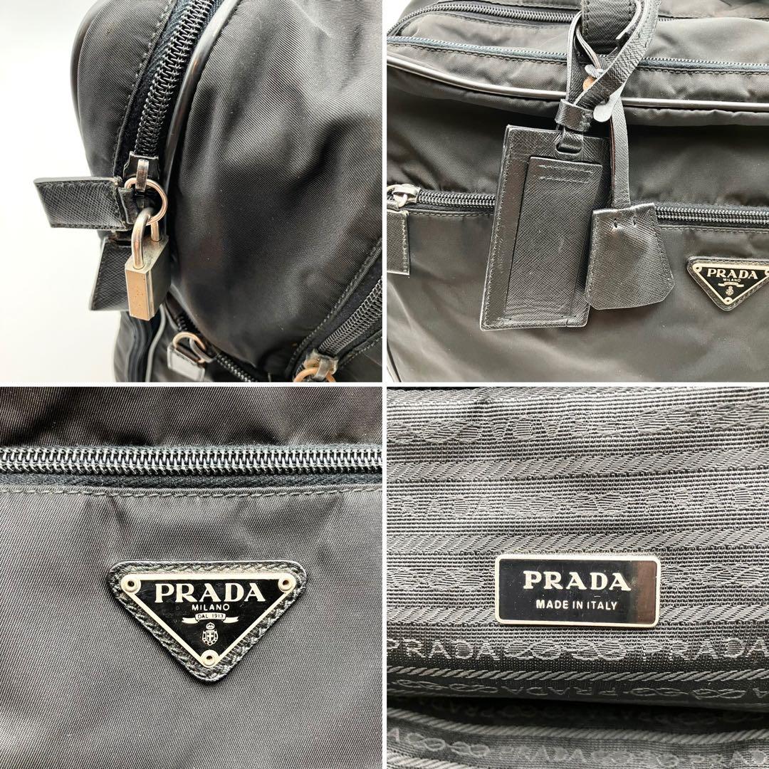 プラダ　2way ボストンバッグ　ショルダー紐付　ナイロン　サフィアーノ　黒