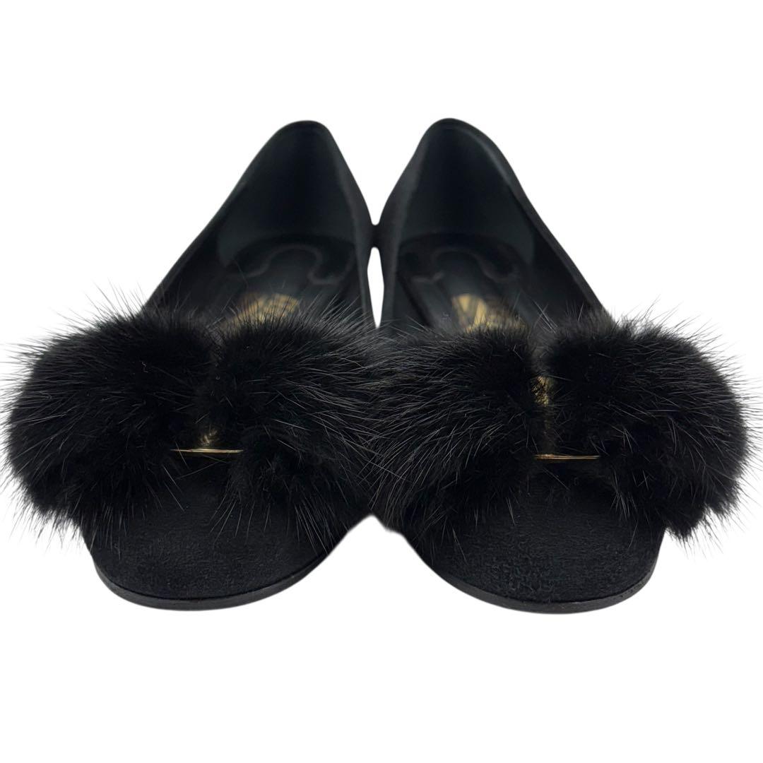 【極美品】サルヴァトーレフェラガモ　24cm　6.5D ヴァリナ　ファー　黒