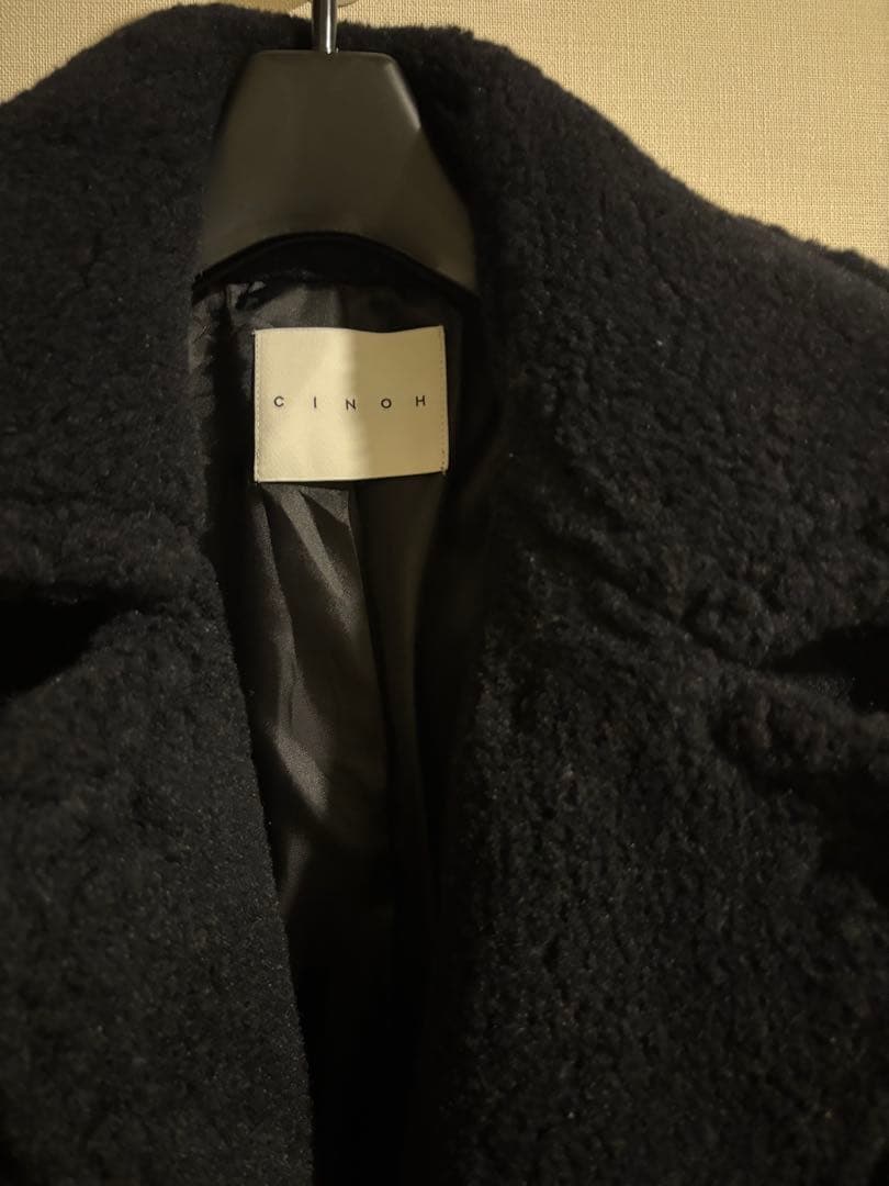 CINOH ボアロングコート　ネイビー　サイズ36