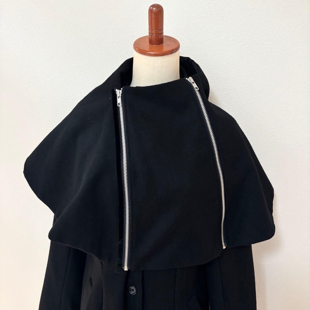 極美品☆T.KUNITOMO ロングコート　ウール　ケープ　　ブラック　クニトモ