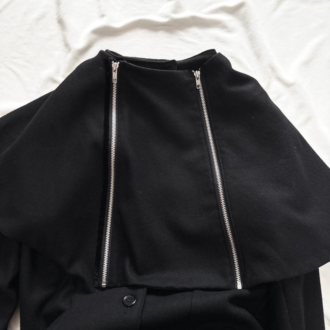 極美品☆T.KUNITOMO ロングコート　ウール　ケープ　　ブラック　クニトモ