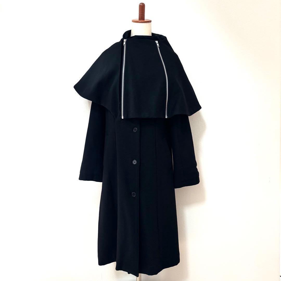極美品☆T.KUNITOMO ロングコート　ウール　ケープ　　ブラック　クニトモ