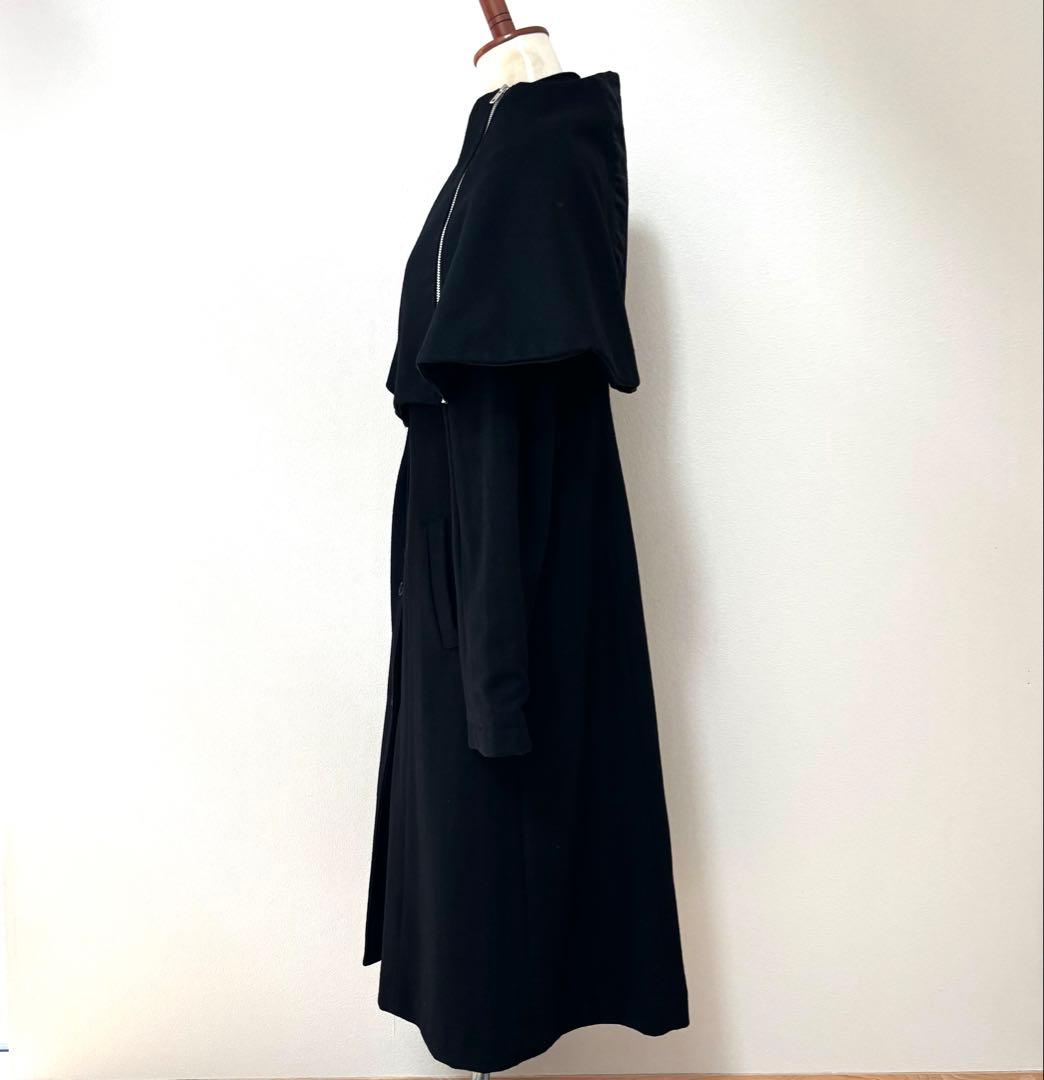 極美品☆T.KUNITOMO ロングコート　ウール　ケープ　　ブラック　クニトモ