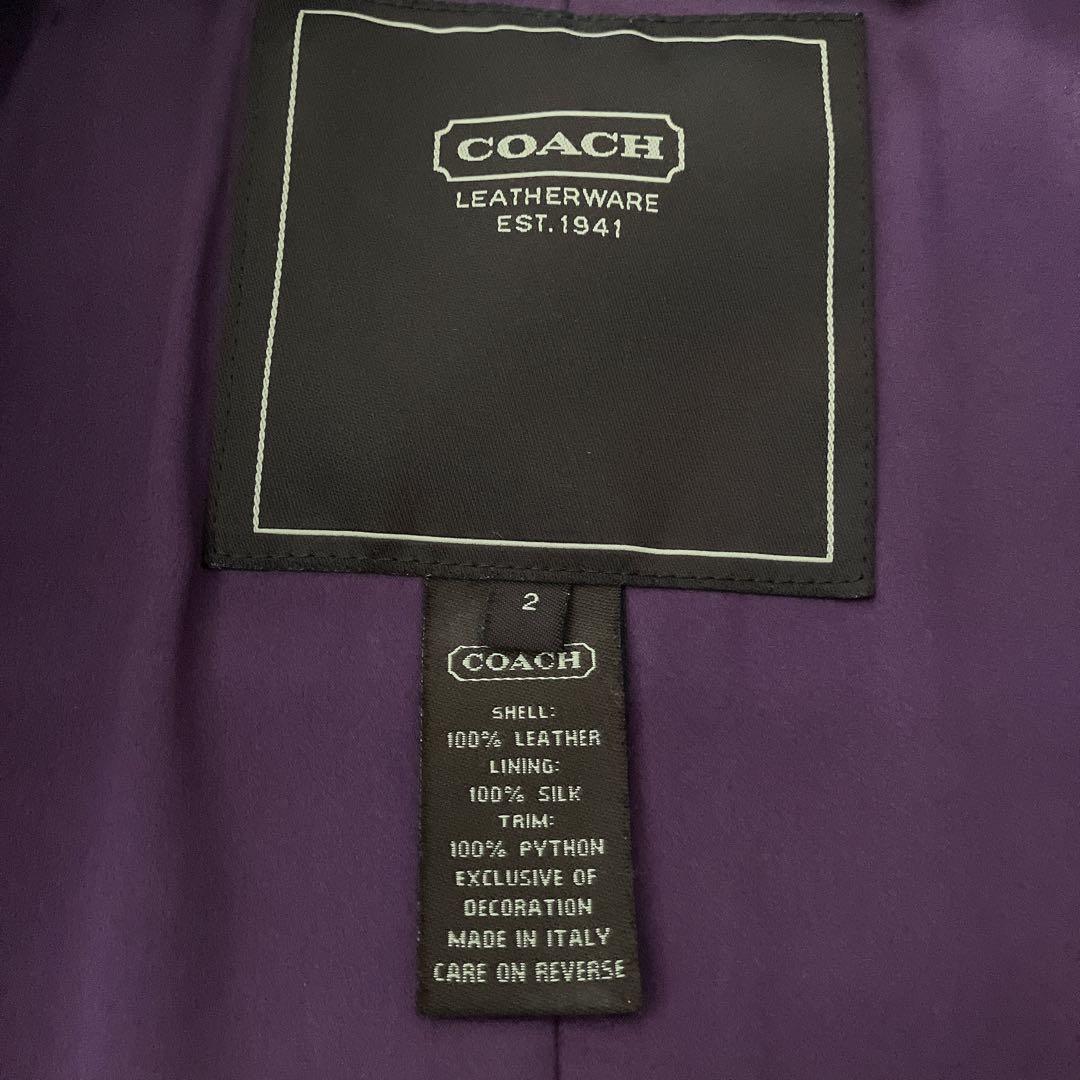 コーチCOACH革レザートレンチコート ダークブラウン⭐︎裏地シルク100%美品