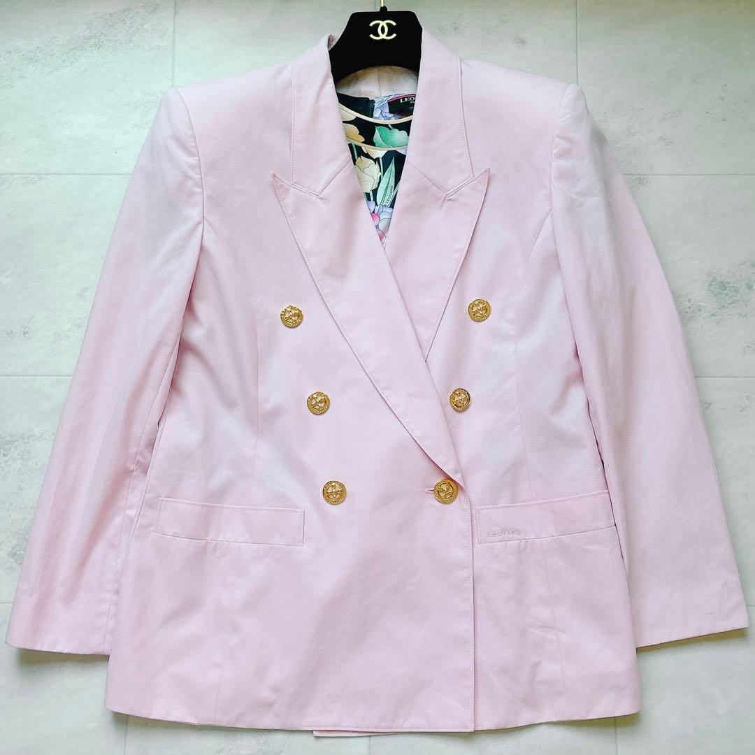 ❁極美品✨レオナール テーラードジャケット 無地 金ボタン 11号 レディース