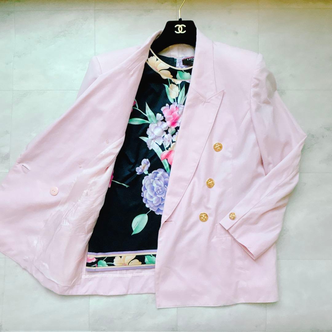 ❁極美品✨レオナール テーラードジャケット 無地 金ボタン 11号 レディース