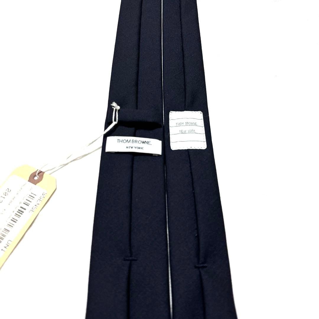 極美品　極美品　トムブラウン　ネクタイ　ネイビー　無地　トリコロール　タグ付