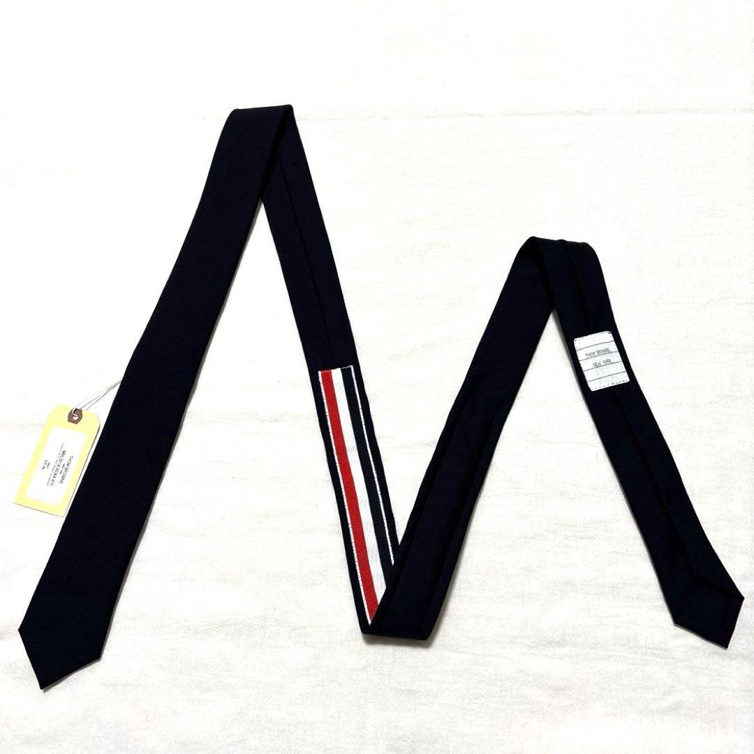 極美品　極美品　トムブラウン　ネクタイ　ネイビー　無地　トリコロール　タグ付