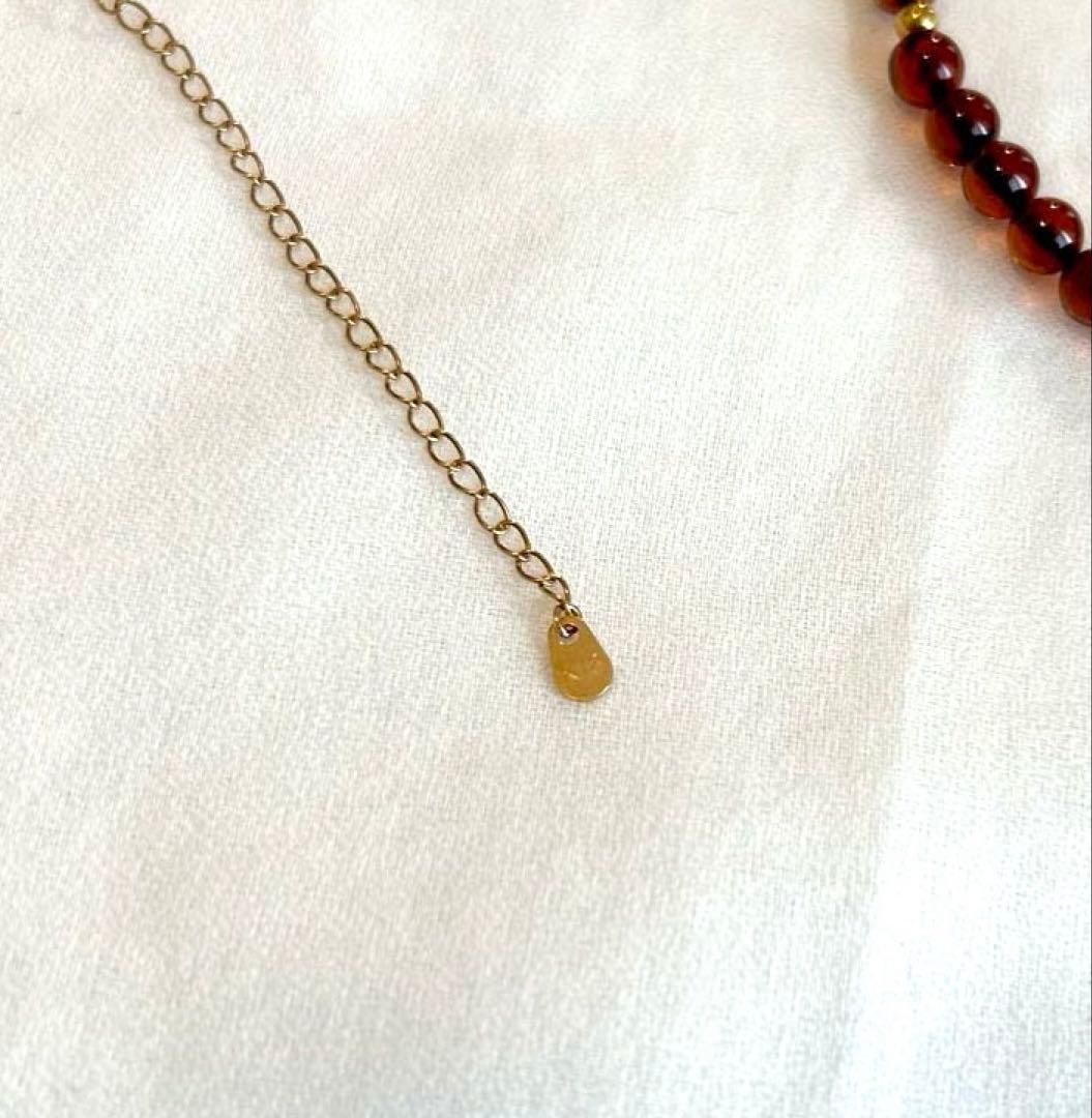 琥珀　べっ甲　１８金　K18 ネックレス　ペンダント