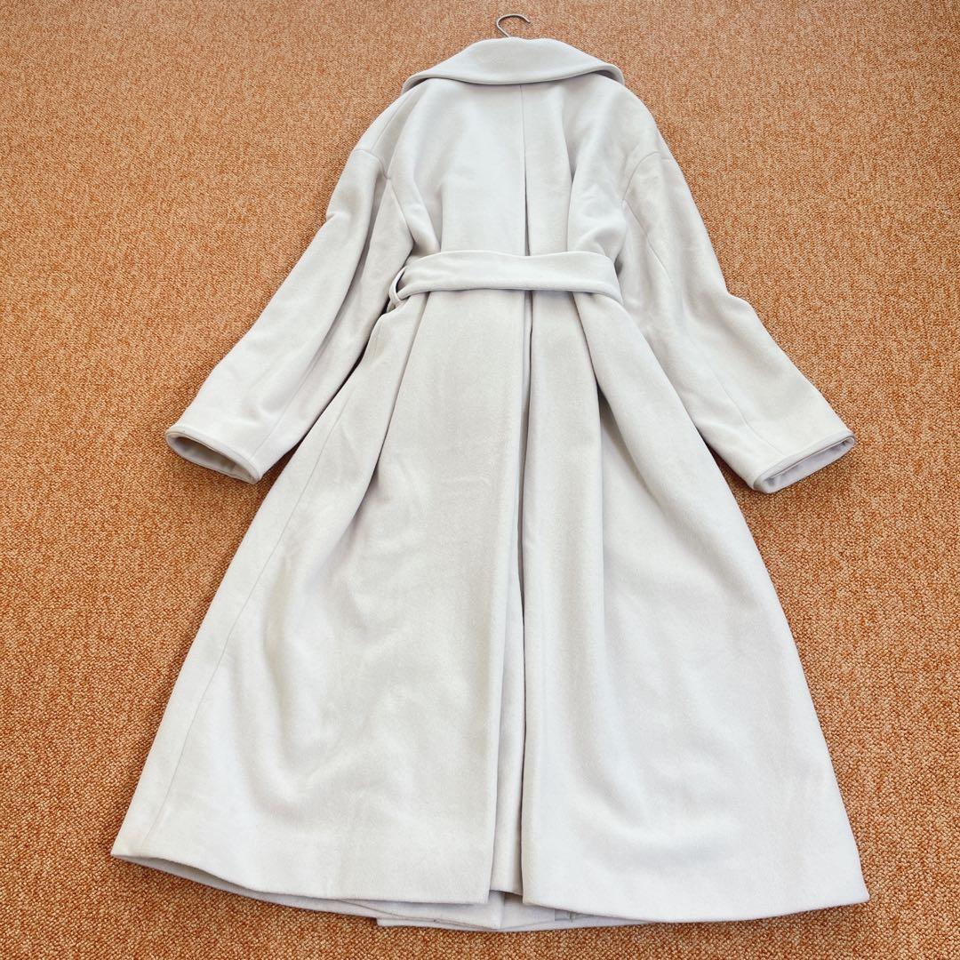 ビアッジョブルー ショールカラー ベルト付きロングコート ガウン イタリア生地