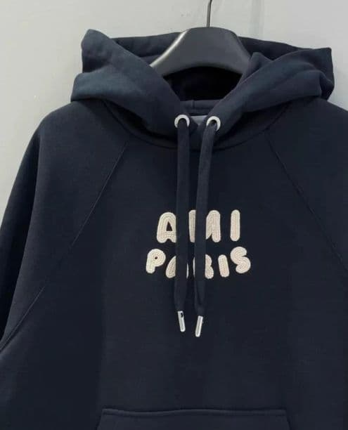 AMI PARIS フード付きパーカー ネイビー L