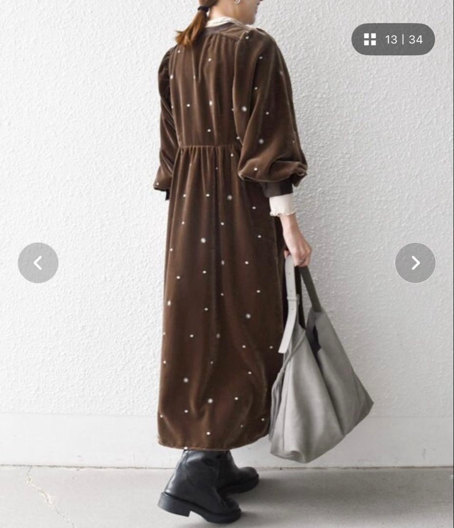 SHIPS any ブラウン フレアワンピース