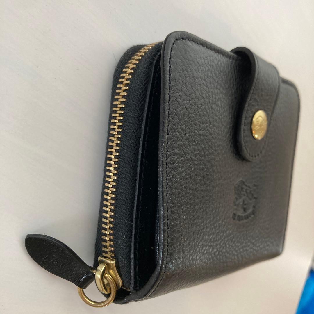 新品　イルビゾンテ　IL BISONTE ブラックレザー 二つ折り財布