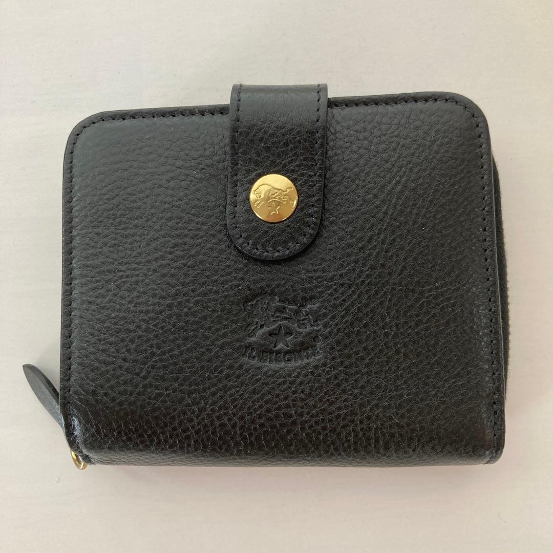新品　イルビゾンテ　IL BISONTE ブラックレザー 二つ折り財布