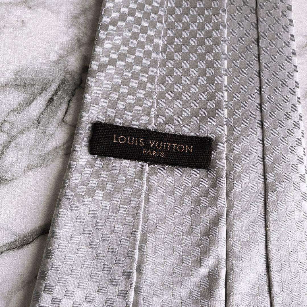 ✨未使用箱付き✨ルイヴィトン　マイクロダミエ　クラヴァット　シルバー　ネクタイ