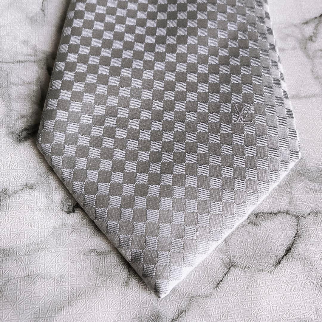 ✨未使用箱付き✨ルイヴィトン　マイクロダミエ　クラヴァット　シルバー　ネクタイ