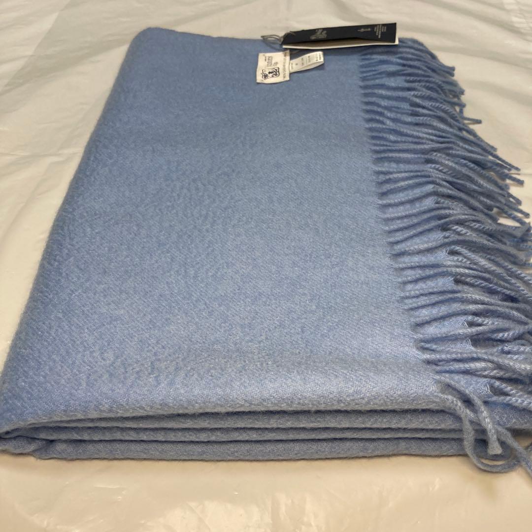 新品 ジョンストンズ カシミヤ100％ 大判ストール ライトブルー 国内正規品
