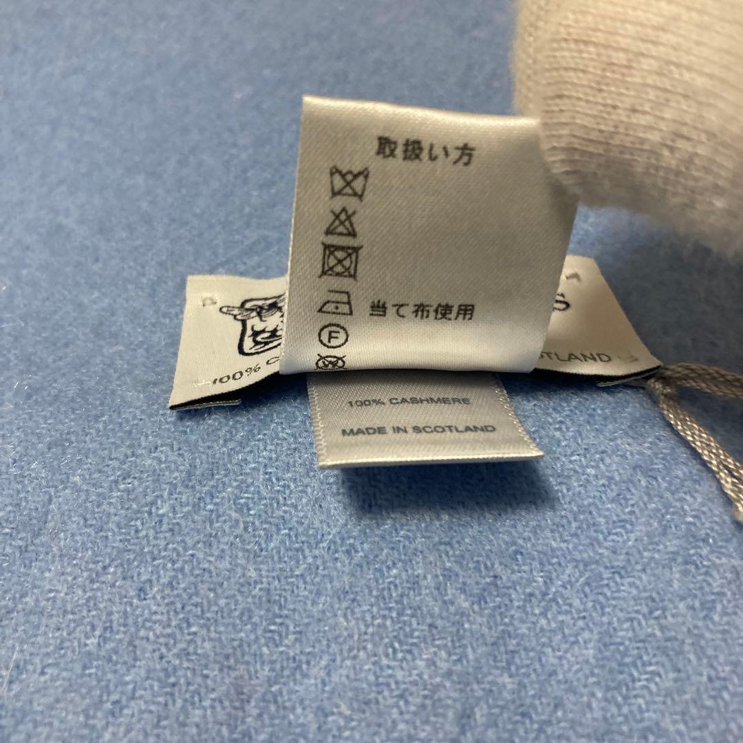 新品 ジョンストンズ カシミヤ100％ 大判ストール ライトブルー 国内正規品