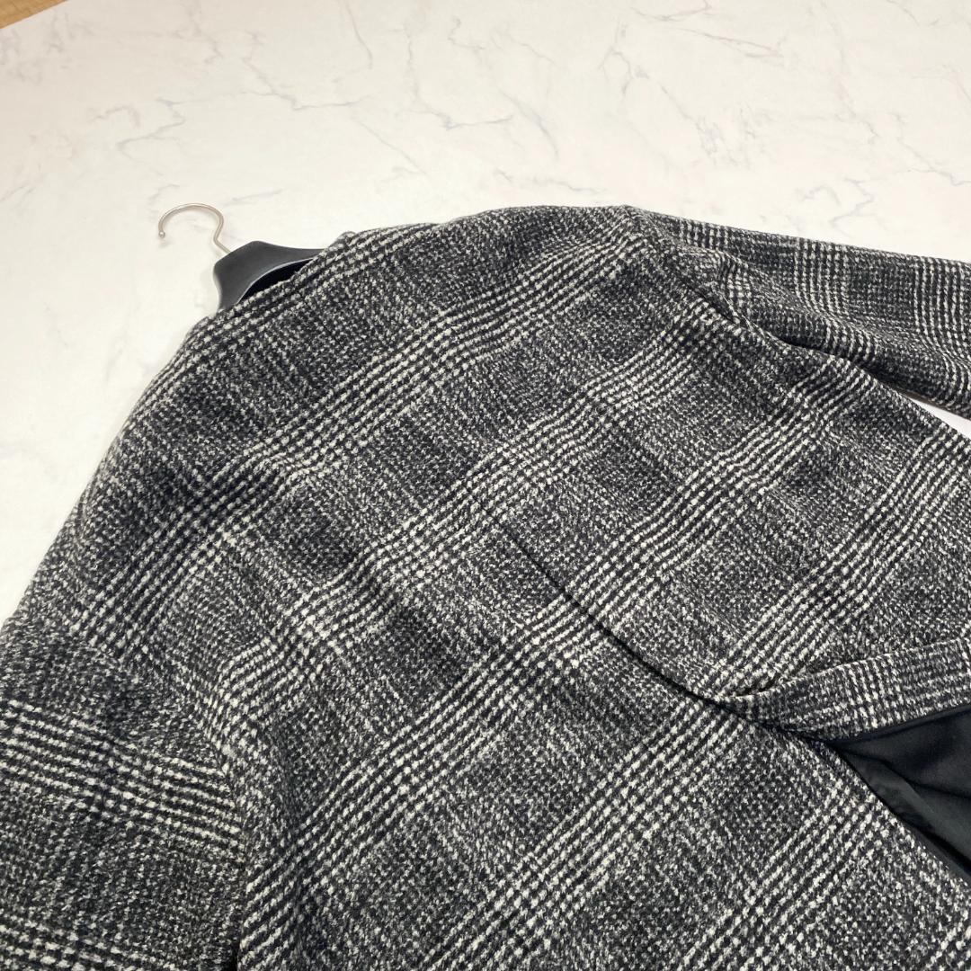 美品✨Spick&Span Wスライバーノーカラーチェックポンチョコート 36