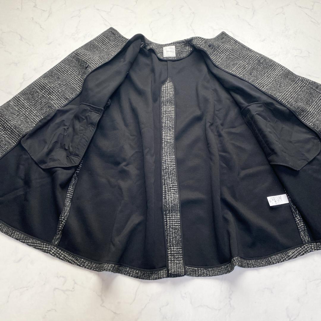 美品✨Spick&Span Wスライバーノーカラーチェックポンチョコート 36