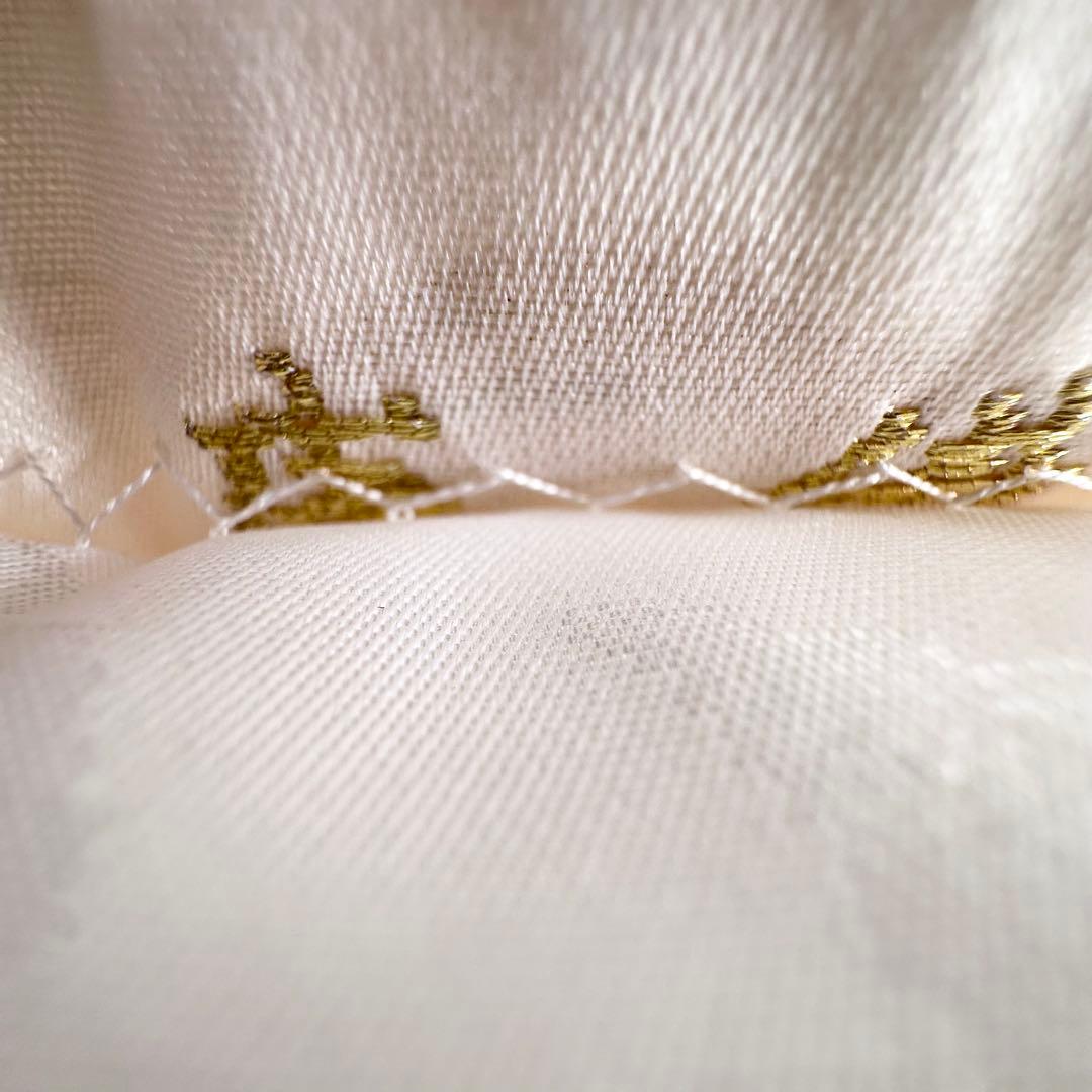 未使用 美しいキモノ掲載柄 華倶楽部 唐織 ひつじ帯 白地七宝繋ぎ正絹六通袋帯