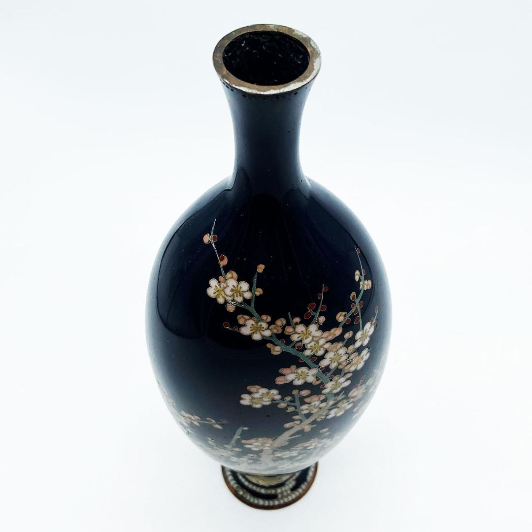 RITAO CHAN公式アカウント04 七宝焼 花瓶 扁壺形 茄子紺地