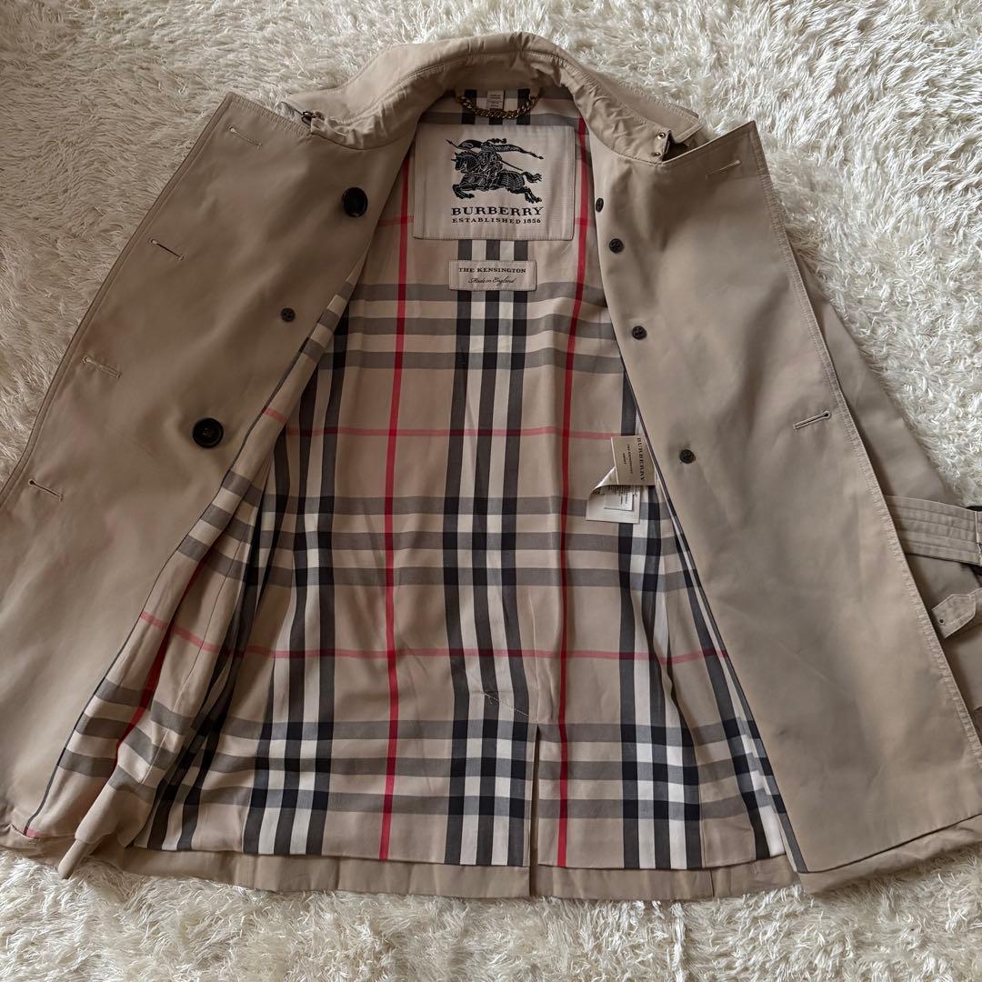 バーバリー トレンチコート ケンジントン ベルト メガチェック UK4 Sサイズ
