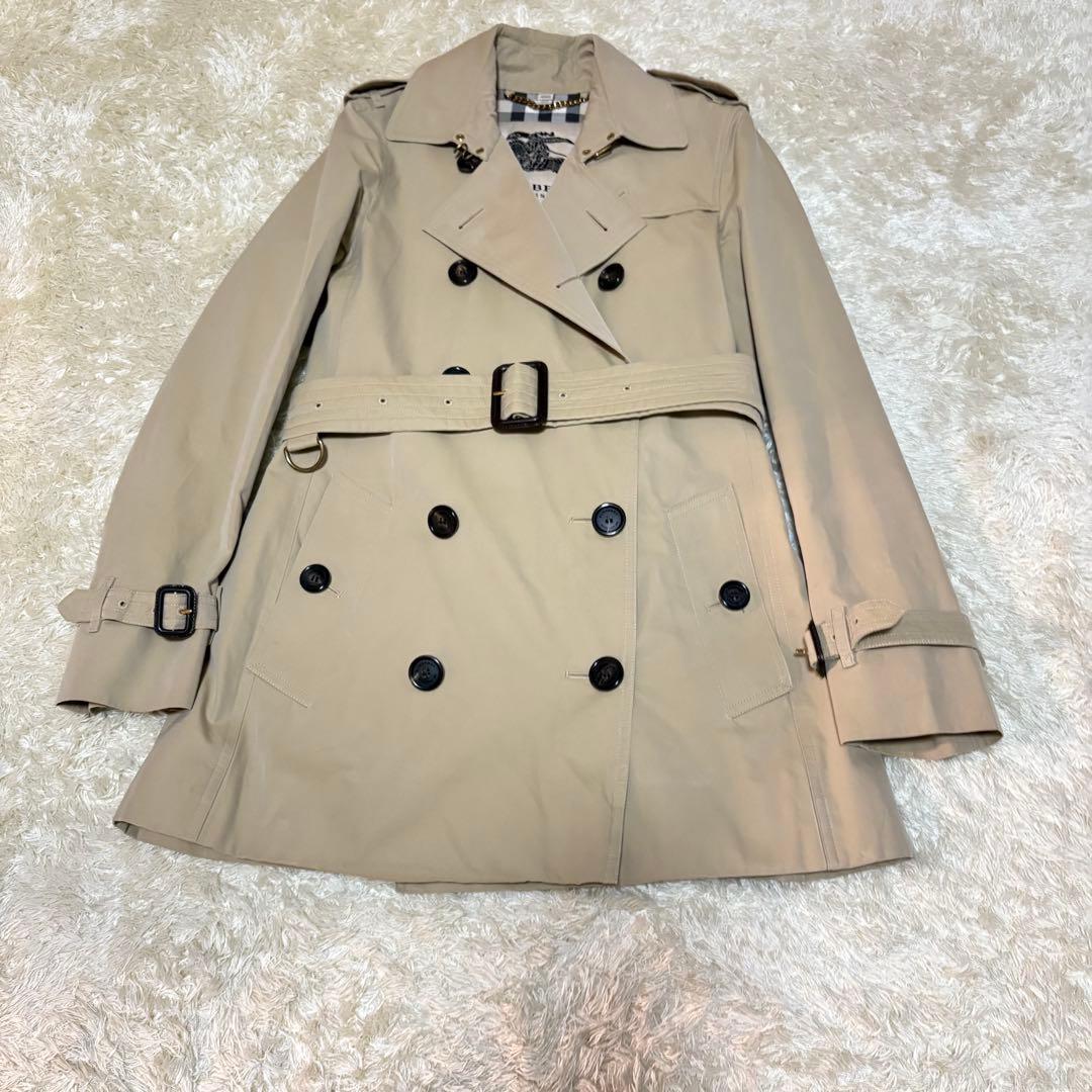 バーバリー トレンチコート ケンジントン ベルト メガチェック UK4 Sサイズ