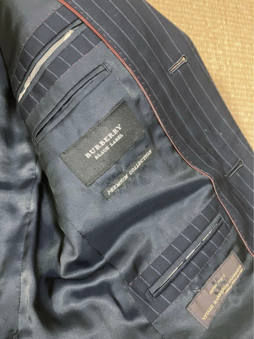 バーバリーブラックレーベル　ネイビーストライプスーツ　プレミアムコレクション