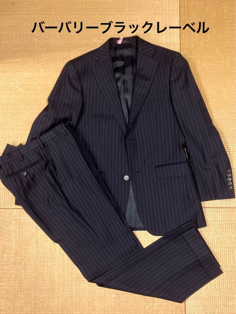 バーバリーブラックレーベル　ネイビーストライプスーツ　プレミアムコレクション