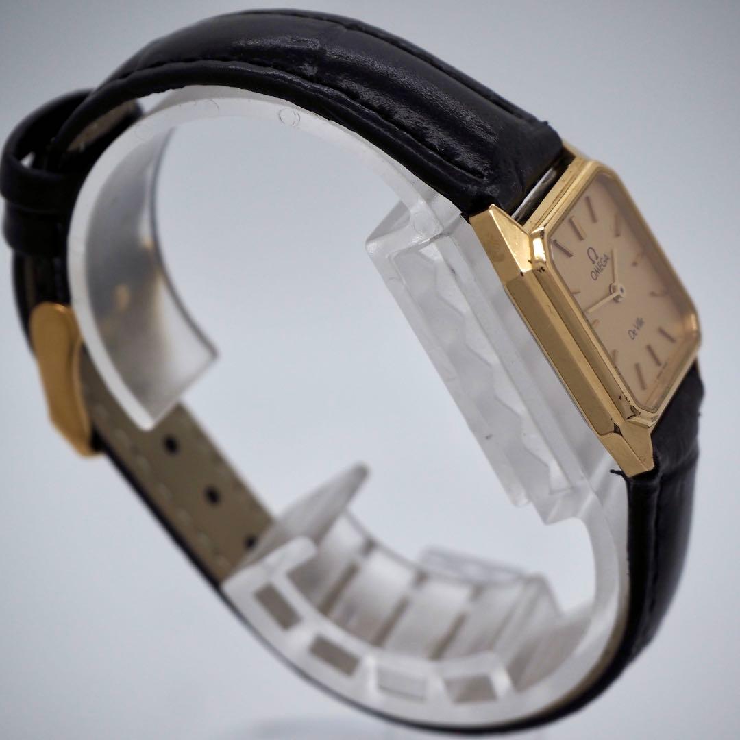 180 稼働【美品】OMEGA 時計　デビル ゴールド　スクエア　レディース