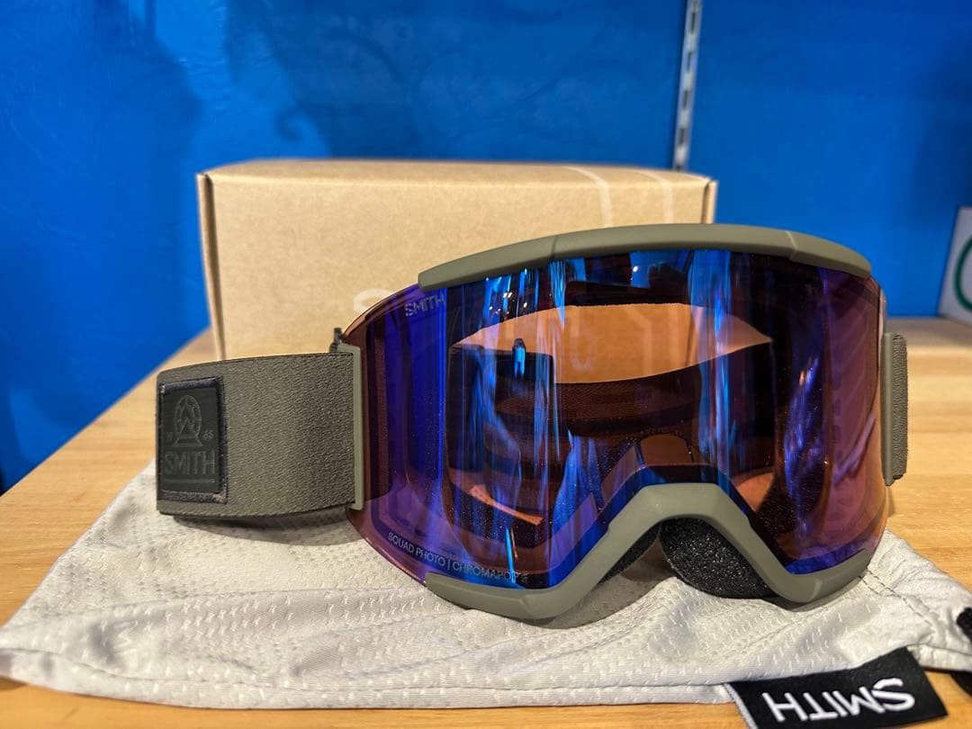 SMITH ゴーグル オリーブグリーン ブルーレンズ