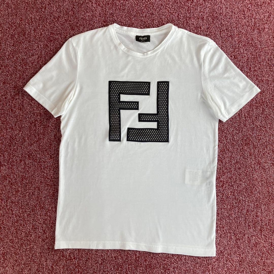 FENDI フェンディ Tシャツ XSビッグFFロゴ ホワイト 白